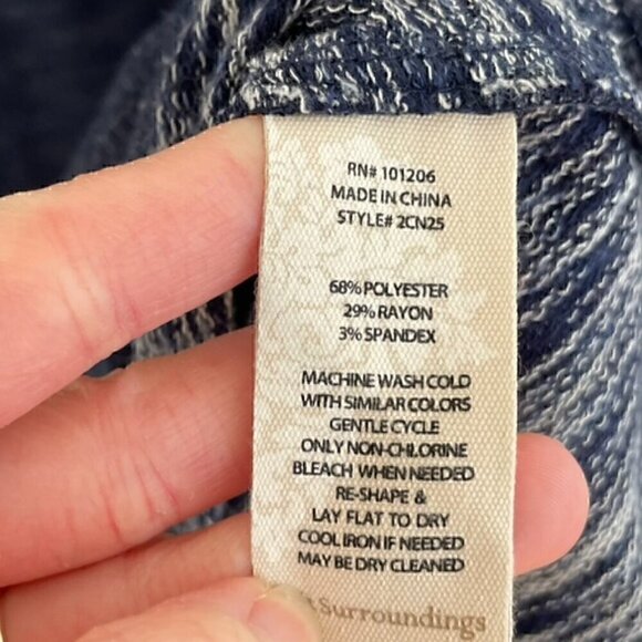 SOFT SURROUNDINGS Weekending Cowl Neck Pullover Navy Blue 3/4 Roll Tab Sleeve M - Picture 8 of 10